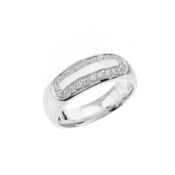 Men's Diamond Accented Watchband Ring in 9ct White Gold