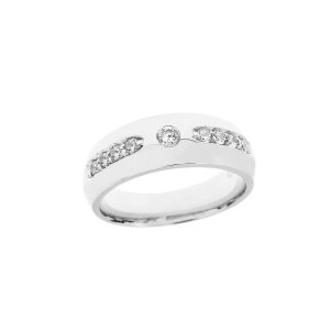 Men's White Topaz Comfort Fit Ring in Sterling Silver