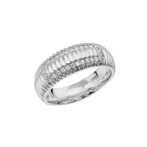 Men's White Topaz Comfort Fit Watchband Design Ring in Sterling Silver