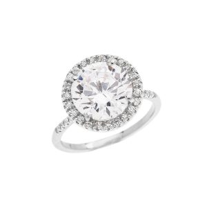 CZ Engagement Ring in 9ct White Gold