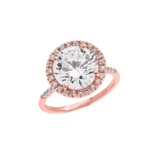 CZ Engagement Ring in 9ct Rose Gold