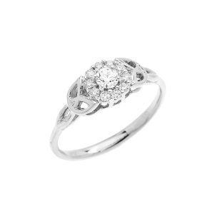 Diamond Trinity Knot Halo Engagement Ring, 0.15 ct in 9ct White Gold