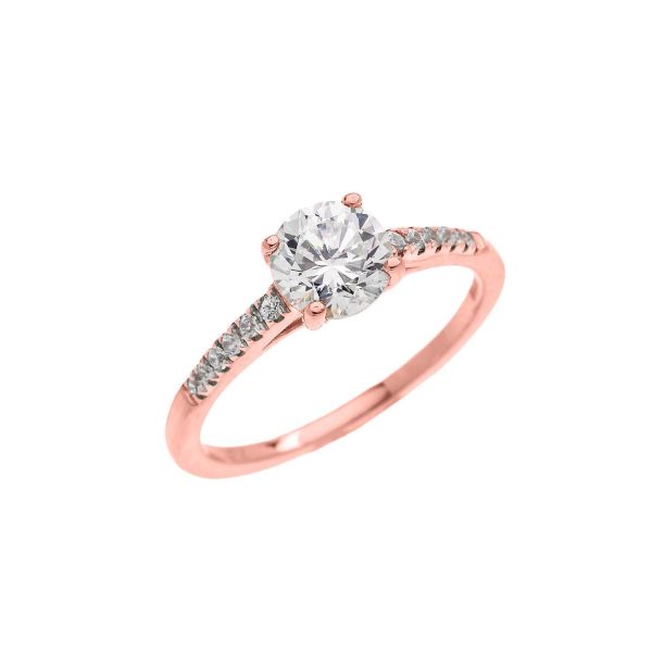 CZ Destiny Engagement Ring in 9ct Rose Gold