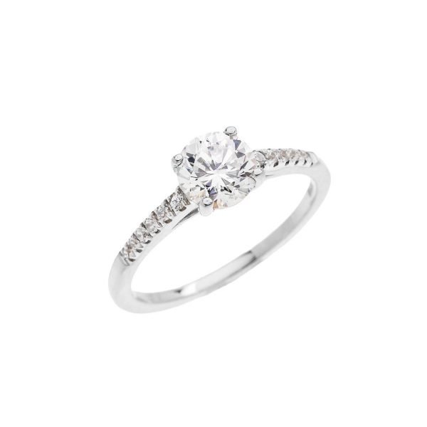 CZ Destiny Engagement Ring in 9ct White Gold