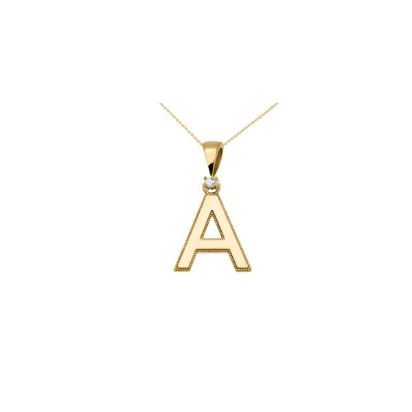 Letter A Diamond Statement Charm Pendant Necklace in 9ct Gold