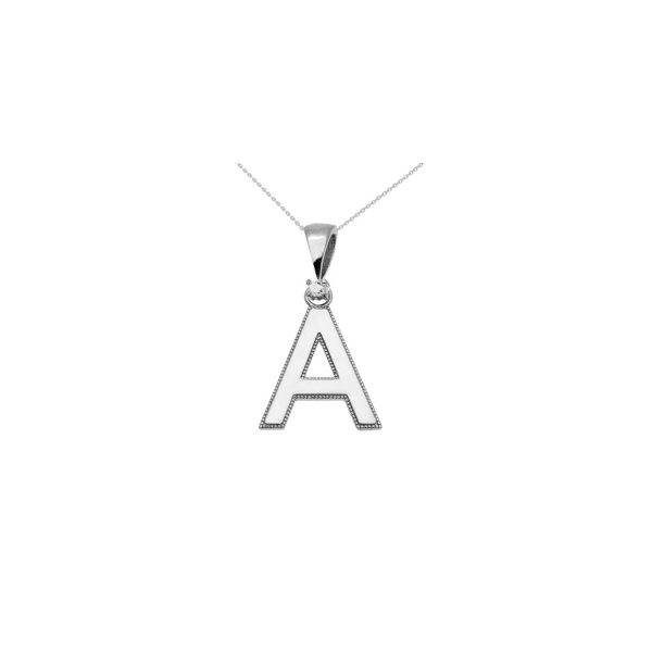 Letter A Diamond Statement Charm Pendant Necklace in 9ct White Gold