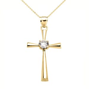 Diamond Beauty Cross Pendant Necklace in 9ct Gold