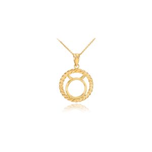 Taurus Zodiac Circle Rope Pendant Necklace in 9ct Gold