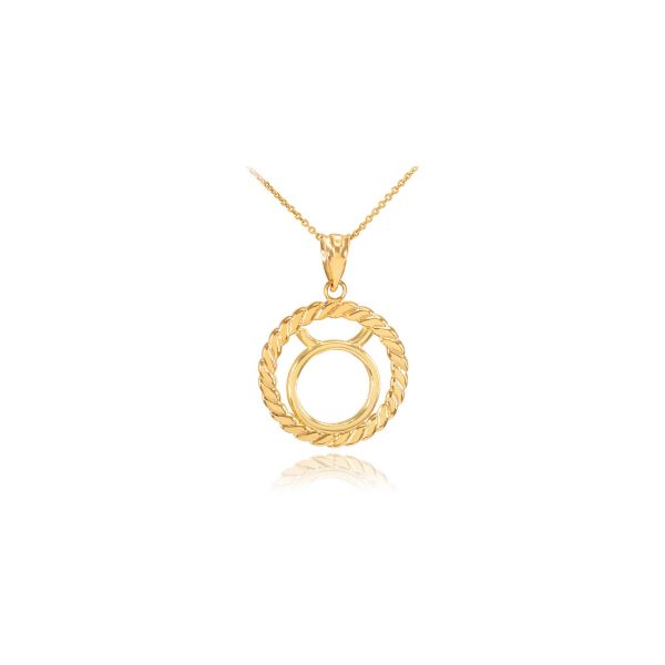 Taurus Zodiac Circle Rope Pendant Necklace in 9ct Gold