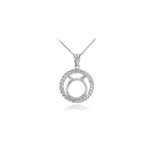 Taurus Zodiac Circle Rope Pendant Necklace in Sterling Silver