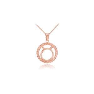 Taurus Zodiac Circle Rope Pendant Necklace in 9ct Rose Gold