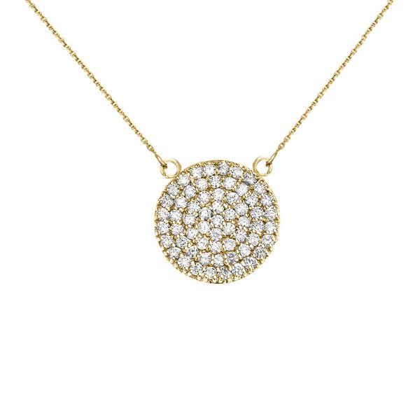 Diamond Micro-Pavé Circle Pendant Necklace in 9ct Gold