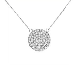 Diamond Micro-Pavé Circle Pendant Necklace in 9ct White Gold