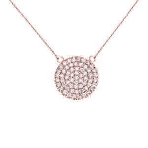 Diamond Micro-Pavé Circle Pendant Necklace in 9ct Rose Gold