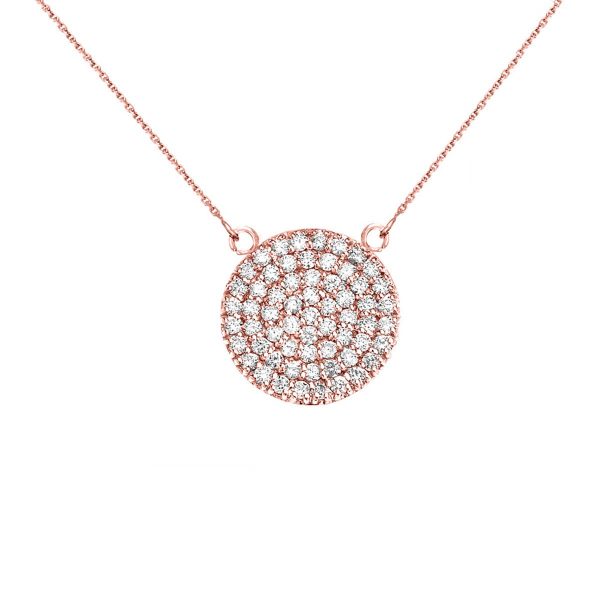 Diamond Micro-Pavé Circle Pendant Necklace in 9ct Rose Gold