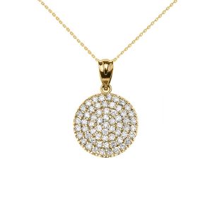 Diamond Micro Pavé Circle Pendant Necklace in 9ct Gold