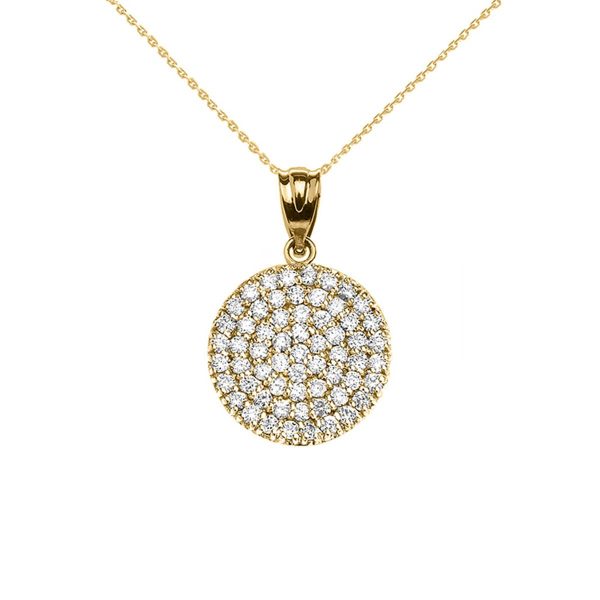 Diamond Micro Pavé Circle Pendant Necklace in 9ct Gold