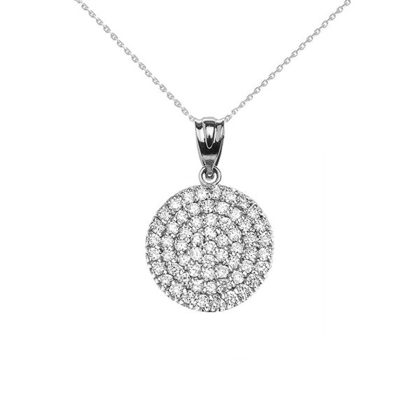 Diamond Micro Pavé Circle Pendant Necklace in 9ct White Gold