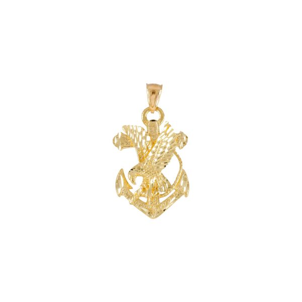 Men's Precision Cut Anchor Eagle Pendant Necklace in 9ct Gold