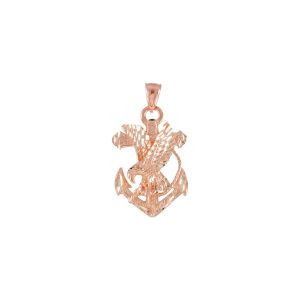 Men's Precision Cut Anchor Eagle Pendant Necklace in 9ct Rose Gold