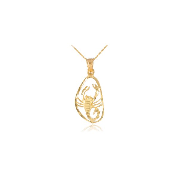 Men's Enclosed Scorpion Pendant Necklace in 9ct Gold