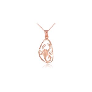 Men's Enclosed Scorpion Pendant Necklace in 9ct Rose Gold