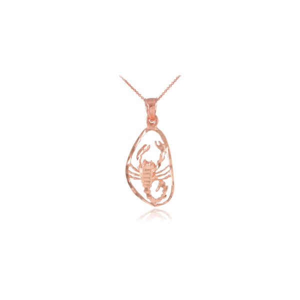 Men's Enclosed Scorpion Pendant Necklace in 9ct Rose Gold