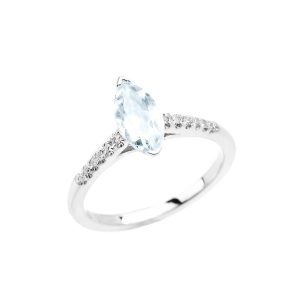 Aquamarine & Diamond Spellbound Embellished Gemstone Ring in 9ct White Gold