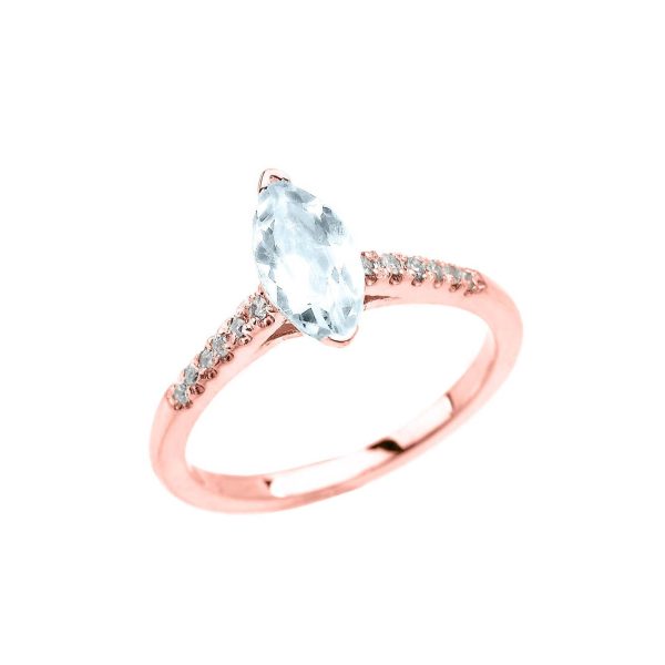 Aquamarine & Diamond Spellbound Embellished Gemstone Ring in 9ct Rose Gold