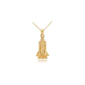 Men's Textured Space Shuttle Pendant Necklace in 9ct Gold