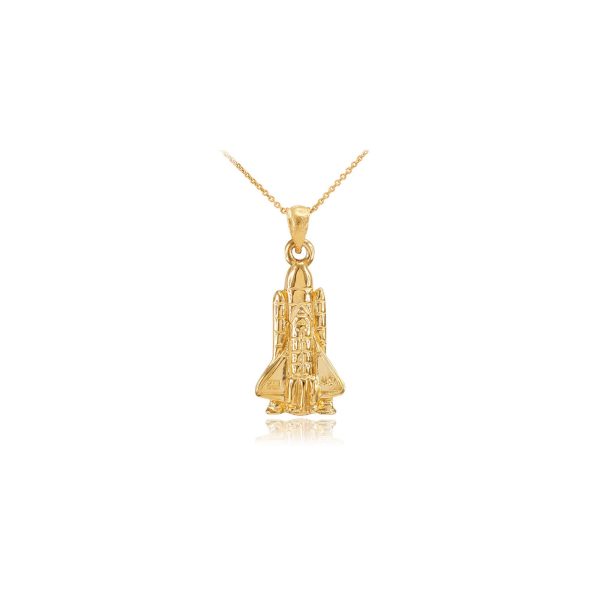 Men's Textured Space Shuttle Pendant Necklace in 9ct Gold