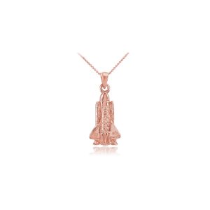 Men's Textured Space Shuttle Pendant Necklace in 9ct Rose Gold