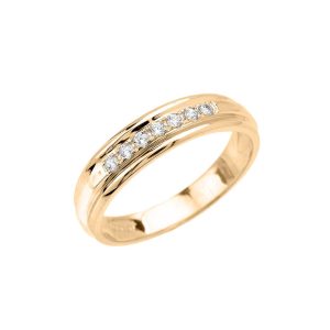 Diamond Accent Half Eternity Wedding Ring in 9ct Gold