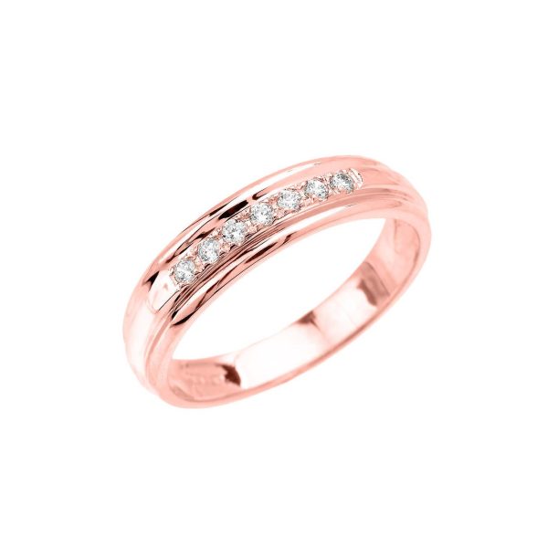 Diamond Accent Half Eternity Wedding Ring in 9ct Rose Gold