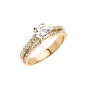 CZ Modern Micro Pavé Engagement Ring in 9ct Gold