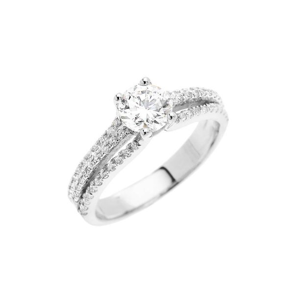 CZ Modern Micro Pavé Engagement Ring in 9ct White Gold