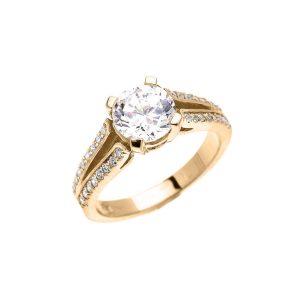 CZ Elegant Modern Engagement Ring in 9ct Gold