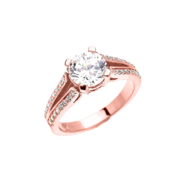 CZ Classic Vintage Engagement Ring in 9ct Rose Gold