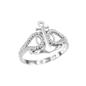 Textured Anchor Ring in Sterling Silver