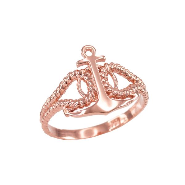 Textured Anchor Ring in 9ct Rose Gold