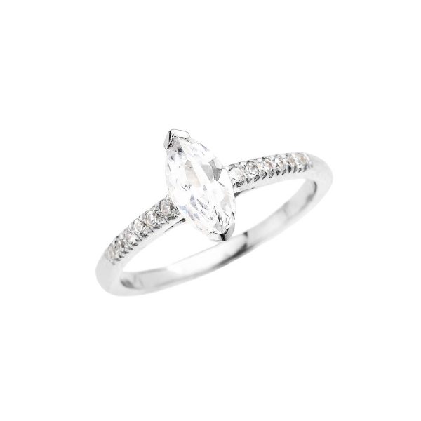 CZ & Diamond Spellbound Embellished Gemstone Engagement Ring in 9ct White Gold