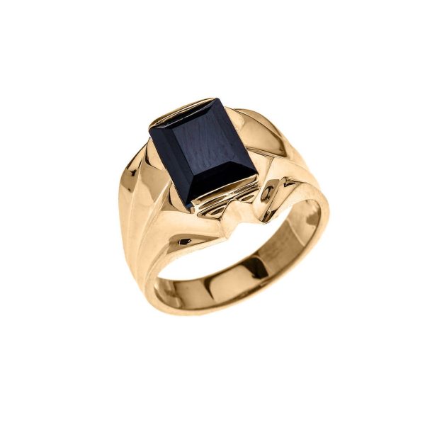 Men's Black Onyx Bold Signet Ring in 9ct Gold