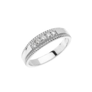 CZ Elegant Wedding Ring in 9ct White Gold