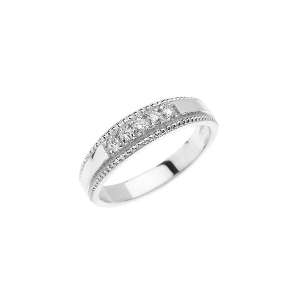 CZ Elegant Wedding Ring in 9ct White Gold