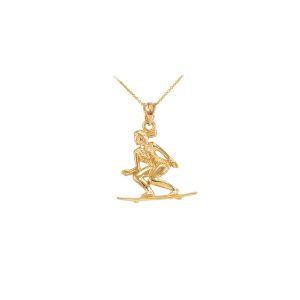 Textured Surfer Pendant Necklace in 9ct Gold