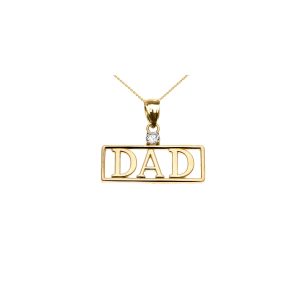 Men's Diamond Dad Charm Pendant Necklace in 9ct Gold