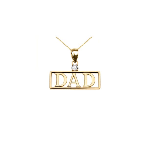 Men's Diamond Dad Charm Pendant Necklace in 9ct Gold