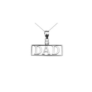 Men's Diamond Dad Charm Pendant Necklace in 9ct White Gold