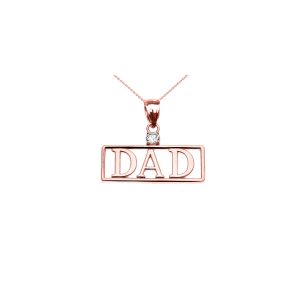 Men's Diamond Dad Charm Pendant Necklace in 9ct Rose Gold