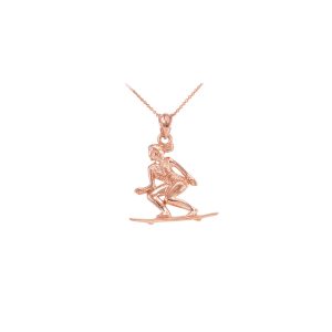 Textured Surfer Pendant Necklace in 9ct Rose Gold